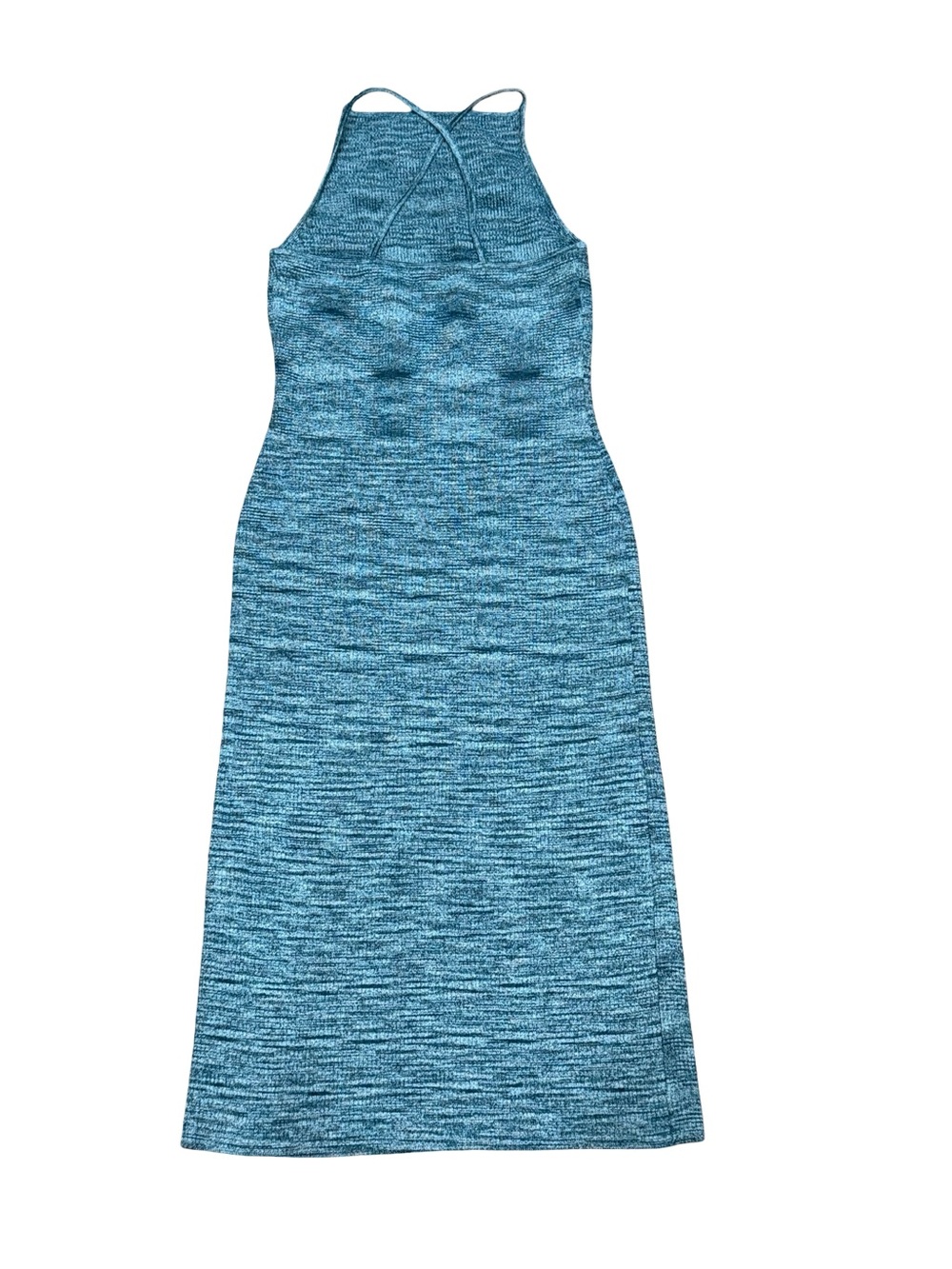 ✨ Banana Republic Sea Teal Space Dye Midi Sweater Dress Strappy Back Tank Size S - Picture 10 of 14